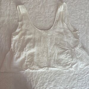 LACAUSA Linen Peplum Tank Top